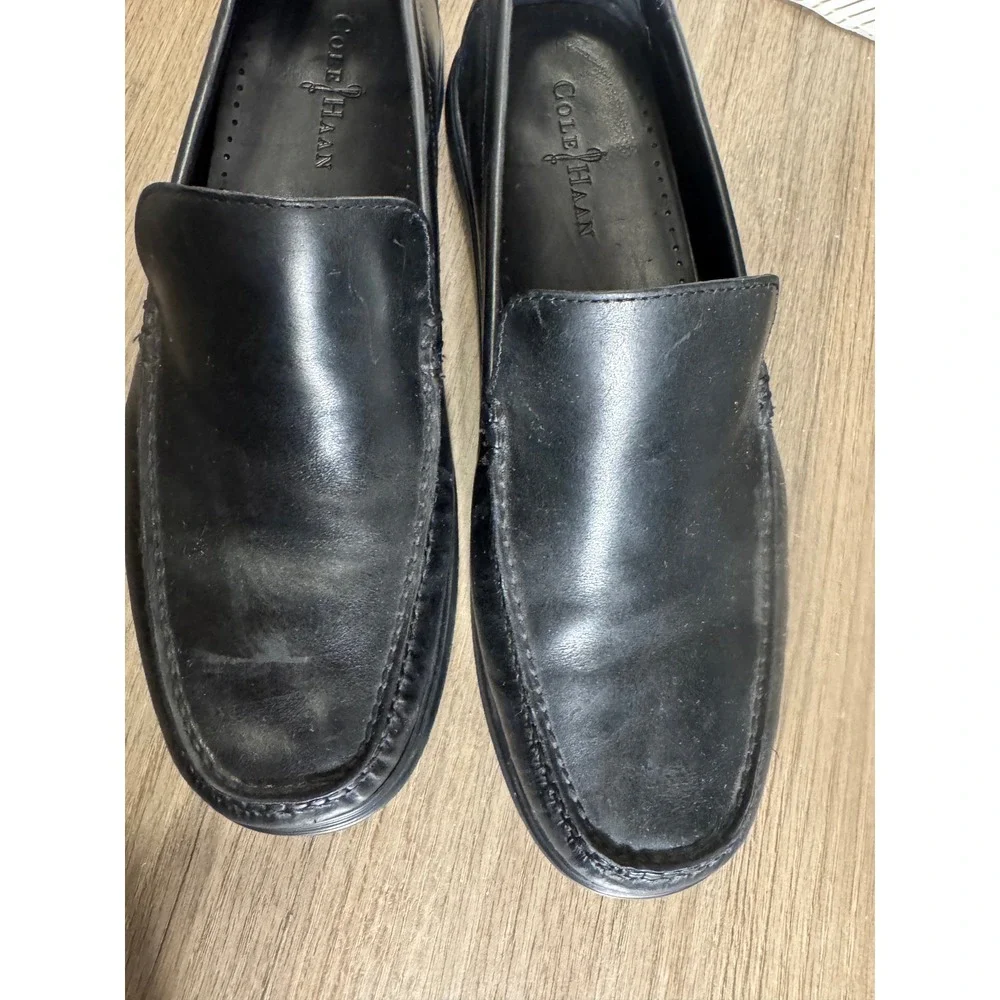 Cole Haan Mens‎ Black Leather Slip On Loafers Moc Toe C09873 Size 11.5M